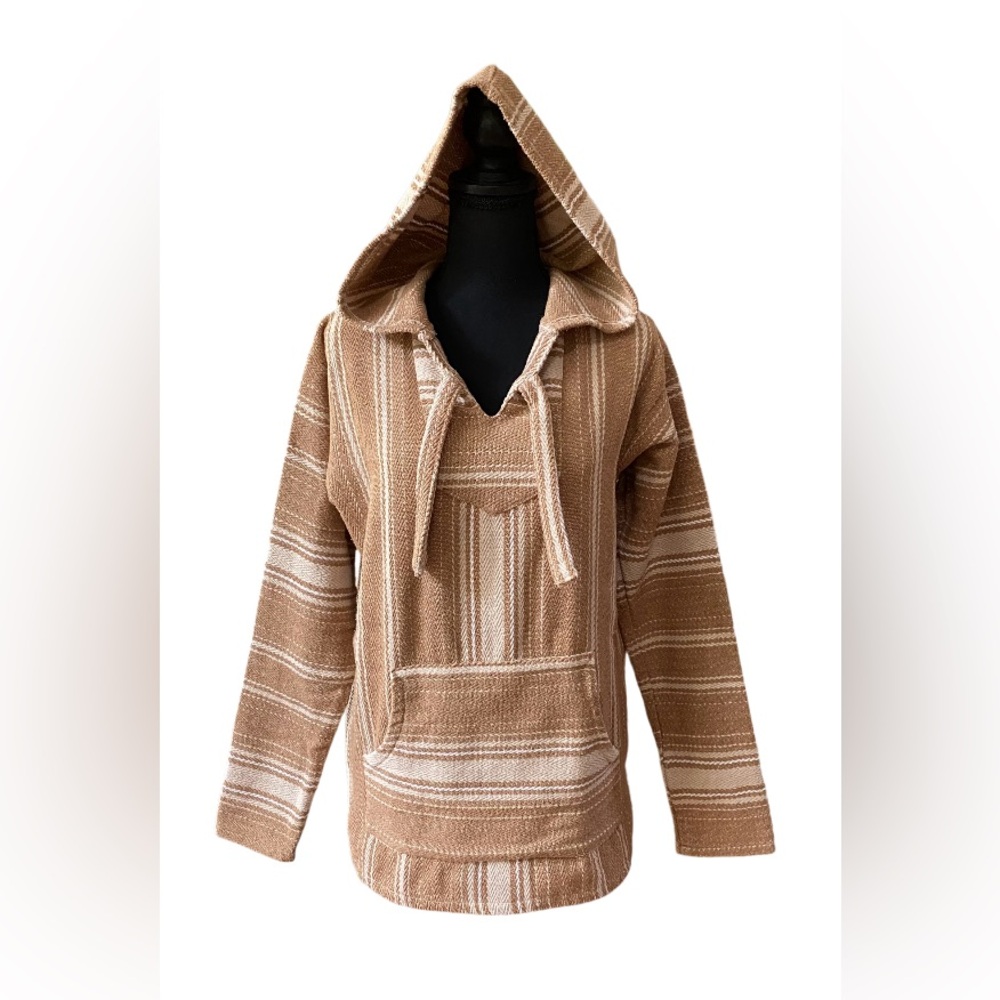 Original Senor Lopez: Mexican Baja Cream and Tan Pull Over Rug Hoodie
